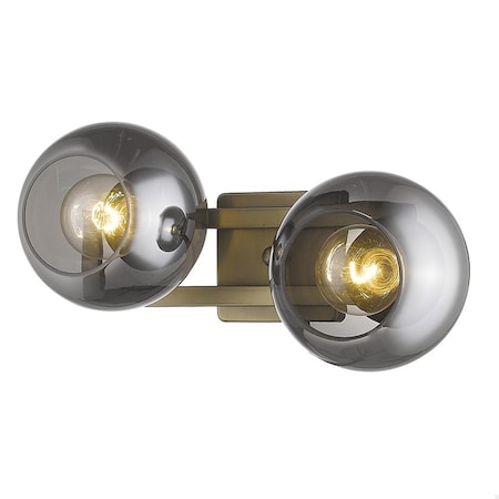 Homeroots 9.25 x 17 x 8.25 in. Lunette 2-Light Aged Brass Sconce 398789